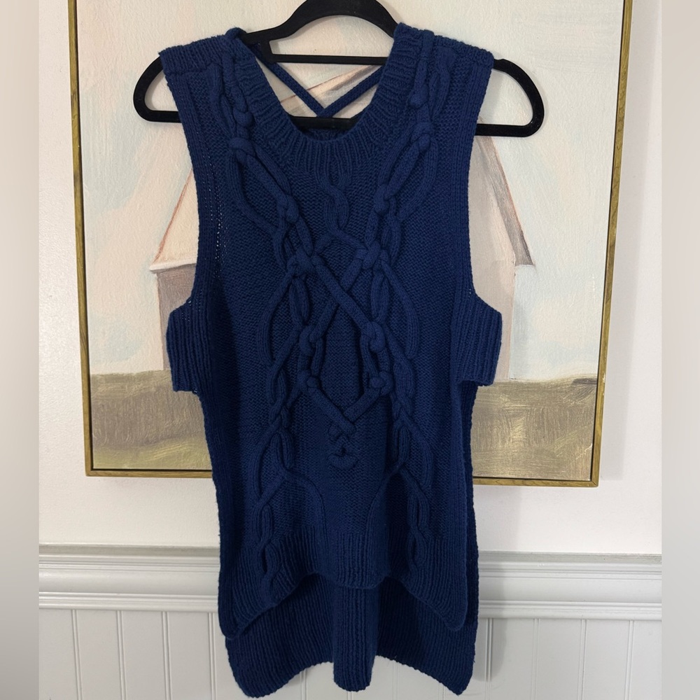 SPENCER VLADAMIR Navy Blue 100% Cashmere Sleeveless Sweater Vest Size Medium